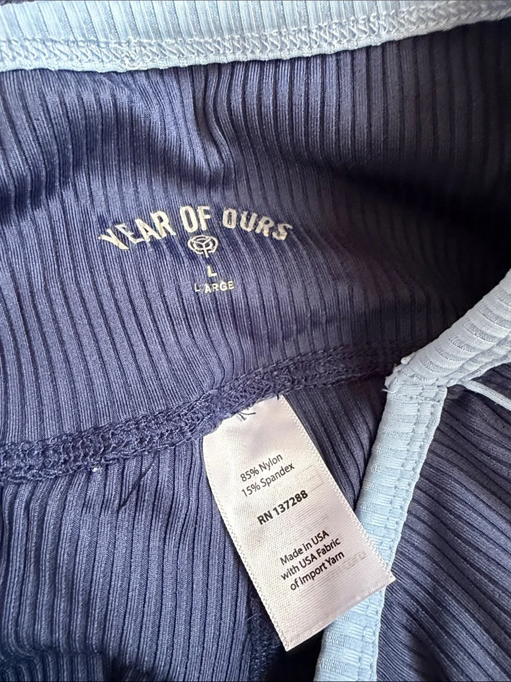 Year of Ours blue top and biker shorts set